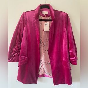 Pink velvet blazer size S NWT